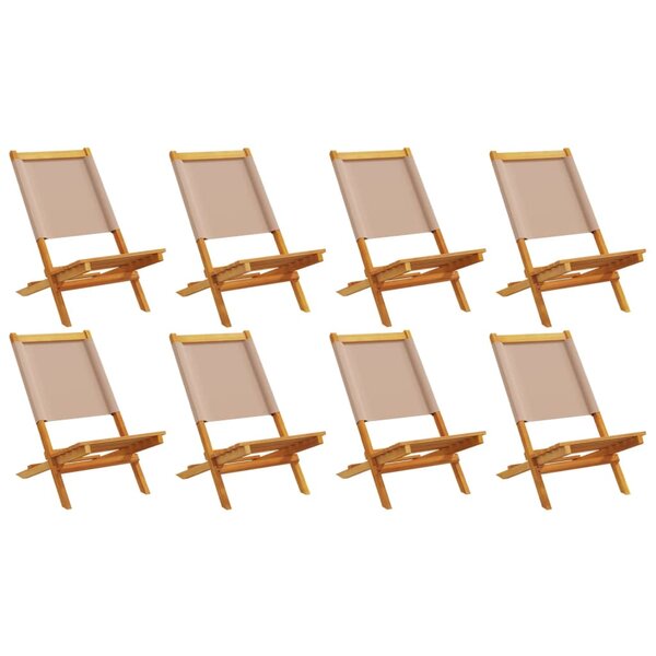vidaXL Chaises de jardin pliantes lot de 8 taupe tissu et bois massif