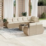 vidaXL Salon de jardin avec coussins 9 Pièces beige résine tressée