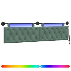 vidaXL Tête de lit suspendue Avec lumière LED Vert Mer Velours