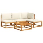 vidaXL Salon de jardin avec coussins 5 Pièces Bois d'acacia solide