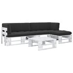 Salon de jardin meuble d'extérieur ensemble de mobilier palette 4 pièces et coussins pin imprégné de blanc 02_0018382