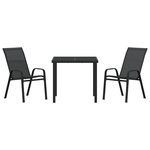 Ensemble de Salle à Manger de Jardin 3 Pièces vidaXL Textilène Noir et Acier