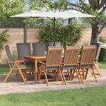 vidaXL Chaises de jardin confortables avec coussins - Set de 8 en teck massif