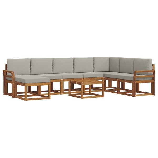 vidaXL Ensemble de canapés d'extérieur 9 pc Gris Naturel et Clair