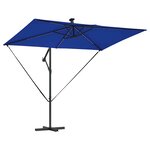 vidaXL Parasol banane à mât déporté Bleu 294 x 200 x 254 cm