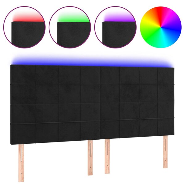 vidaXL Tête de lit à LED Noir 180x5x118/128 cm Velours