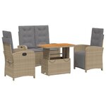 vidaXL Ensemble à manger de jardin coussins 4 Pièces beige résine tressée