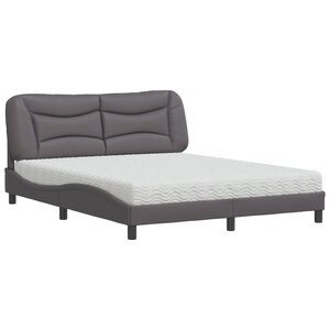 vidaXL Lit avec matelas Hvar gris 160x200 cm similicuir