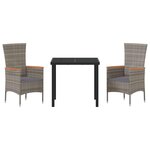 vidaXL Ensemble de salle à manger pour jardin 3 Pièces Gris Poly rotin