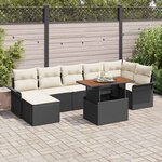 vidaXL Ensemble de canapé de jardin avec coussin 8 Pièces Noir et crème