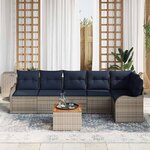 vidaXL Ensemble de canapé de jardin avec coussin 7 Pièces Gris polyrotin