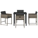 vidaXL Ensemble de repas de jardin 5 pièces avec coussins gris rattan poly