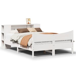 vidaXL Cadre de lit sans matelas blanc 140x190 cm bois de pin massif