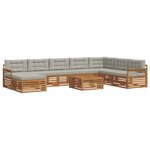 vidaXL Ensemble de canapés d'extérieur 9 pc Gris Naturel et Clair