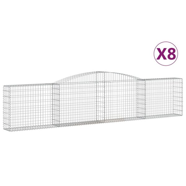 vidaXL Paniers à gabions arqués 8 Pièces 400x30x80/100 cm Fer galvanisé
