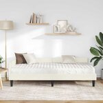 vidaXL Cadre de lit d'angle avec matelas Autre 2 Pièces Crème Velours