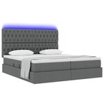 vidaXL Lit de rangement LED avec matelas Gris foncé 200 x 200 cm Tissu