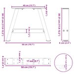 vidaXL Pieds de table basse en forme de A  2 pièces  anthracite  50 x (30-31) cm  acier