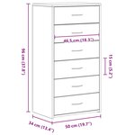 vidaXL Buffet avec 6 tiroirs Chêne noir 50x34x96 cm Bois d'ingénierie