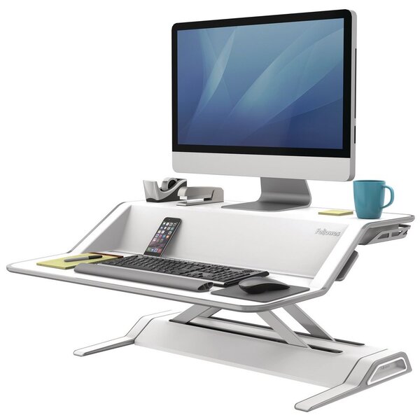 Lotus™, Station de travail réglable debout/assis, acier, 14 x 83 x 61,5 cm, blanc