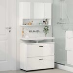 vidaXL Ensemble de mobilier de salle de bain 2 Pièces Blanc brillant