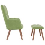 vidaXL Chaise de relaxation avec repose-pied Vert clair Velours