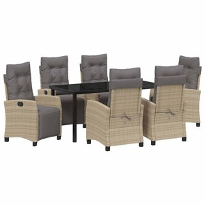 vidaXL Ensemble de salle à manger pour jardin 7 Pièces Beige polyrotin
