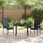 vidaXL Ensemble de Salle à Manger de Jardin de 3 Pièces Noir Poly Rattan