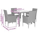 vidaXL Ensemble à manger de jardin avec coussins 5 Pièces rotin et verre