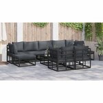 vidaXL Ensemble de canapé de jardin avec coussin 10 Pièces Noir Aluminium