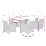 vidaXL Ensemble à manger de jardin et coussins 7 Pièces beige poly rotin