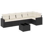 vidaXL Salon de jardin 7 Pièces avec coussins noir résine tressée