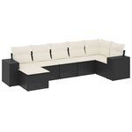 vidaXL Salon de jardin 7 Pièces avec coussins noir résine tressée