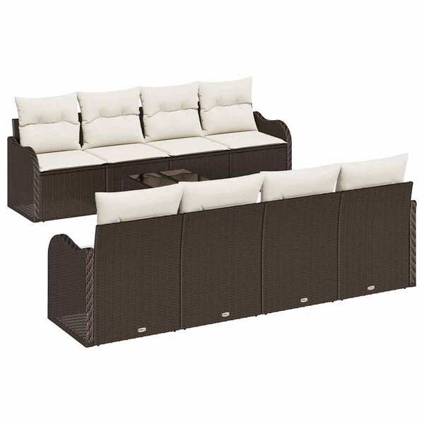 vidaXL Ensemble de canapé de jardin 9 Pièces Marron 55 x 55 x 37 cm