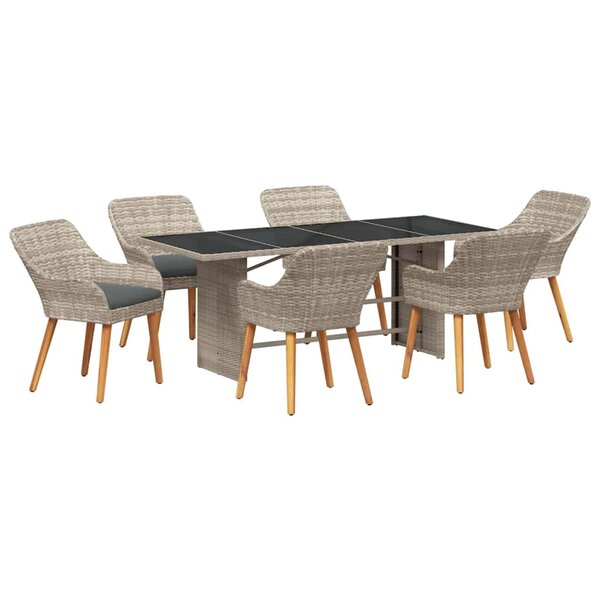 vidaXL Ensemble de repas extérieur 7 Pièces Gris clair