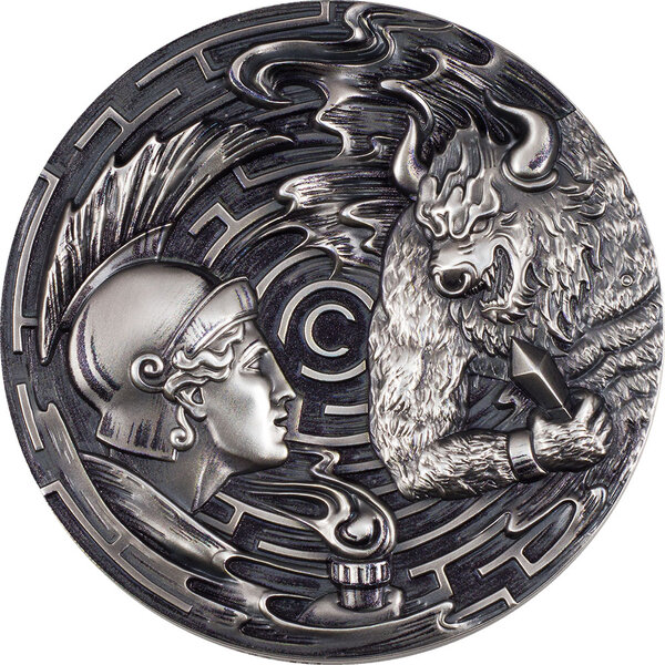 Monnaie THESEUS AND THE MINOTAUR Evil Within 3 Oz Argent 20$ Palau 2021