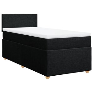 vidaXL Sommier à lattes de lit avec matelas Noir 100x200 cm Tissu