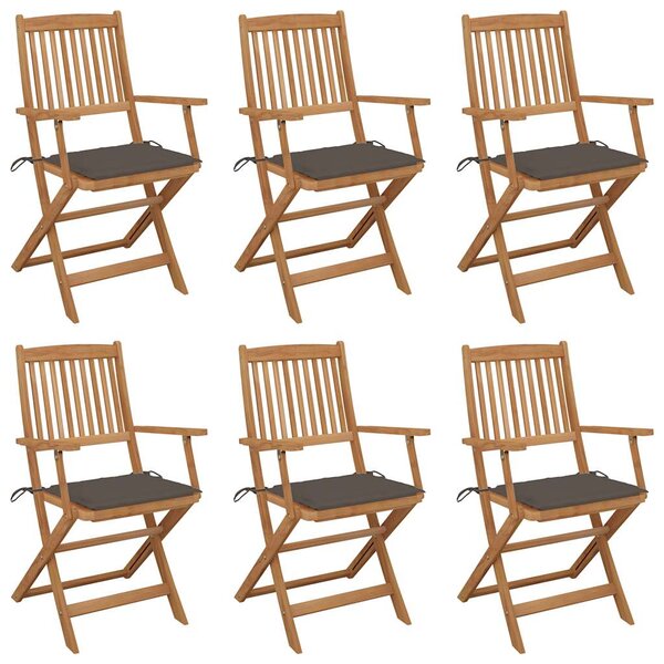 vidaXL Chaises pliables de jardin lot de 6 avec coussins Bois d'acacia