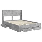 vidaXL Cadre de lit avec rangement et tête de lit Gris béton