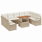 vidaXL Ensemble de canapé de jardin avec coussin 10 Pièces Beige  Crème