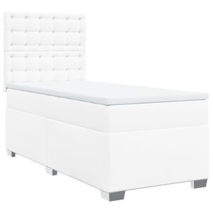 vidaXL Sommier à lattes de lit avec matelas Blanc 100x200cm Similicuir