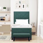 vidaXL Lit Box Spring avec Matelas & Banc Vert Foncé 90x190 cm en Velours