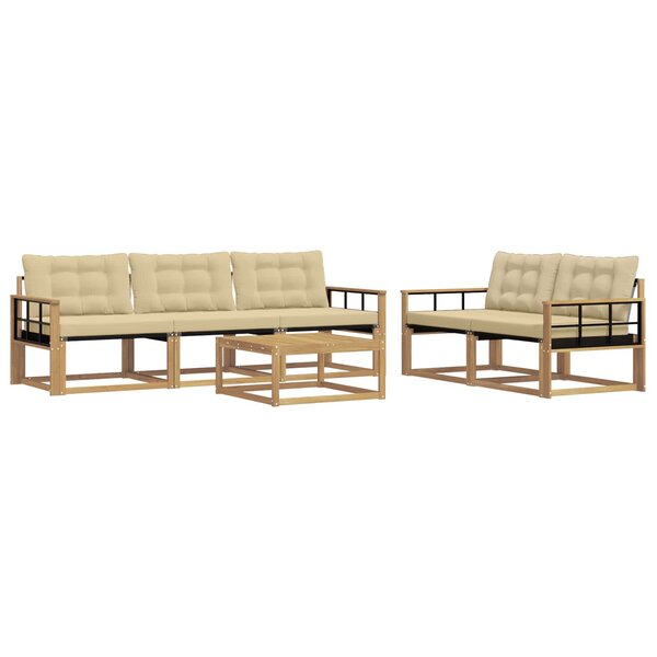 vidaXL Ensemble de canapés d'extérieur 6 pc Blanc et Beige