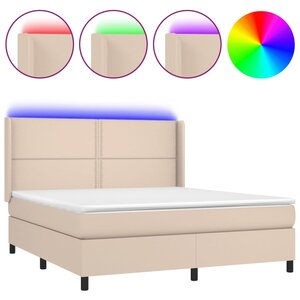 vidaXL Sommier à lattes de lit matelas LED Cappuccino 180x200 cm