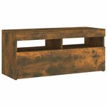 vidaXL Meuble TV avec lumières LED Chêne fumé 90x35x40 cm