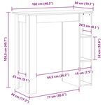 vidaXL Table de bar avec étagère chêne marron bois d'ingénierie