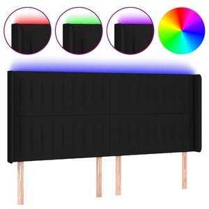 vidaXL Tête de lit à LED Noir 183x16x118/128 cm Tissu