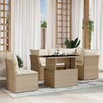 vidaXL Salon de jardin avec coussins 6 Pièces beige résine tressée