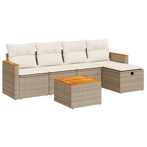 vidaXL Salon de jardin avec coussins 6 Pièces beige résine tressée