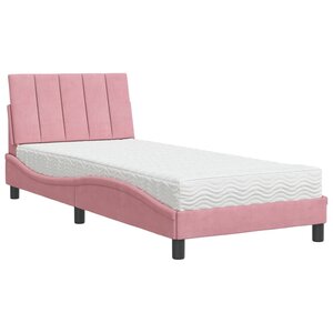 vidaXL Lit avec matelas Hanko rose 90x200 cm velours